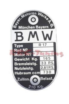 Type plate BMW R17