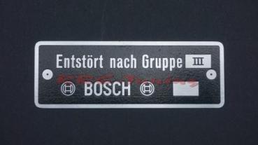 Plate Entstört to group III model Bosch