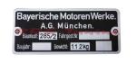 Typenschild Seitenwagen BMW 285/2 WKradB